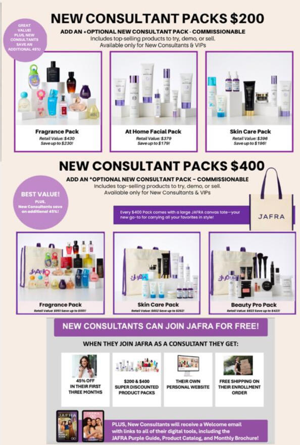 JAFRA Skincare Image talking about sun protection lotions. A photo of Carol wearing a straw sun hat, an open buttoned white shirt, sitting at a table with 4 sun protection lotions in front of her. Text in image "Enjoy Every Sunny Moment with Confidence Broad Spectrum S
